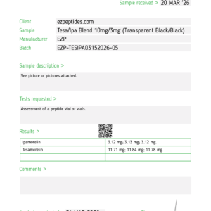 Alternative view of Tesamorelin / Ipamorelin Blend – 10mg / 3mg